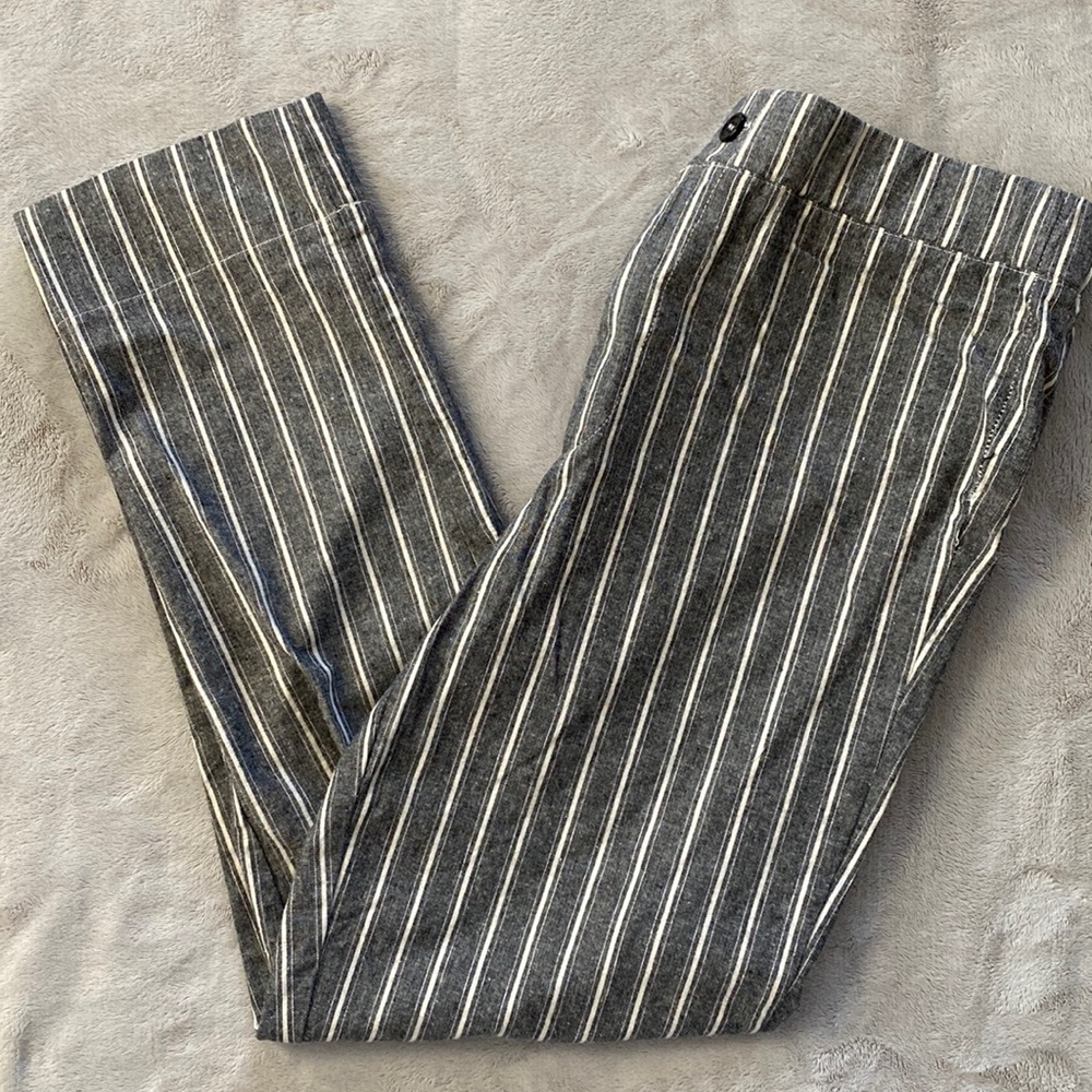 Gray and White Striped Pants